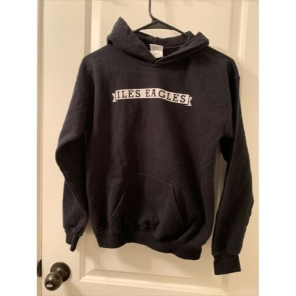 Gildan Boys Black Hoodie Sweatshirt ILes Elementary School Eagles Size Large